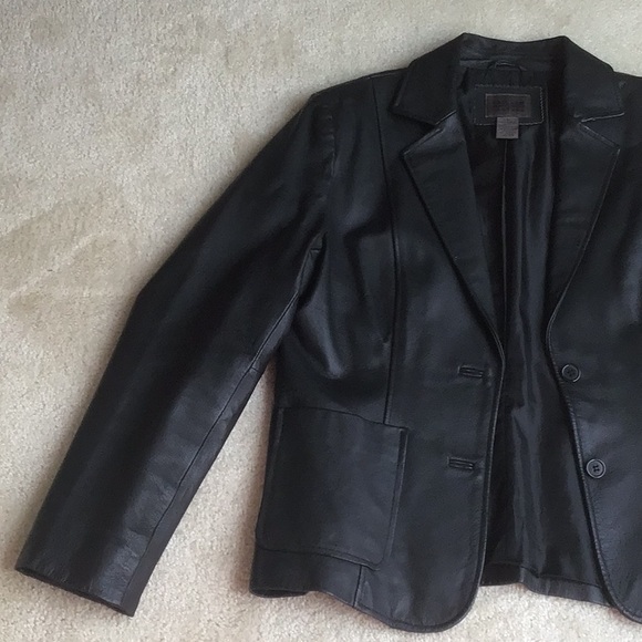JohnPaulRichard Uniform Leather Blazer, Size 6, Black - Picture 4 of 12